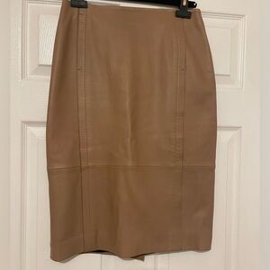 Boss Elegant Tan Leather Skirt